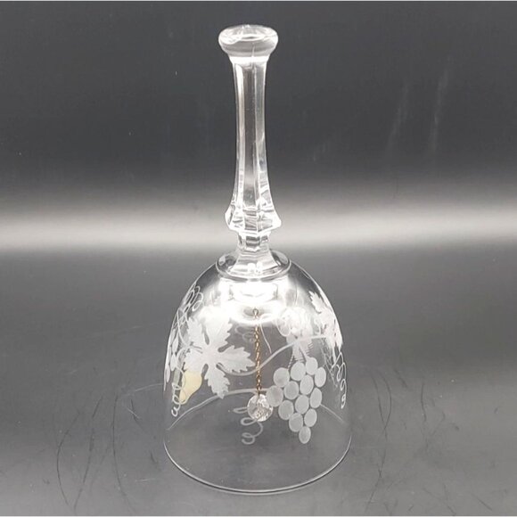 Vintage Lead Crystal Grapevine Hostess Dinner Bell France Golden Crown E&R - Picture 5 of 6